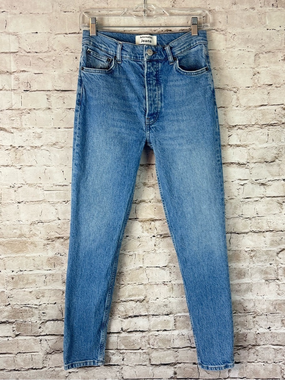 Reformation Women's Size 26 High Rise Skinny Jeans Maya Button Fly Denim Casual